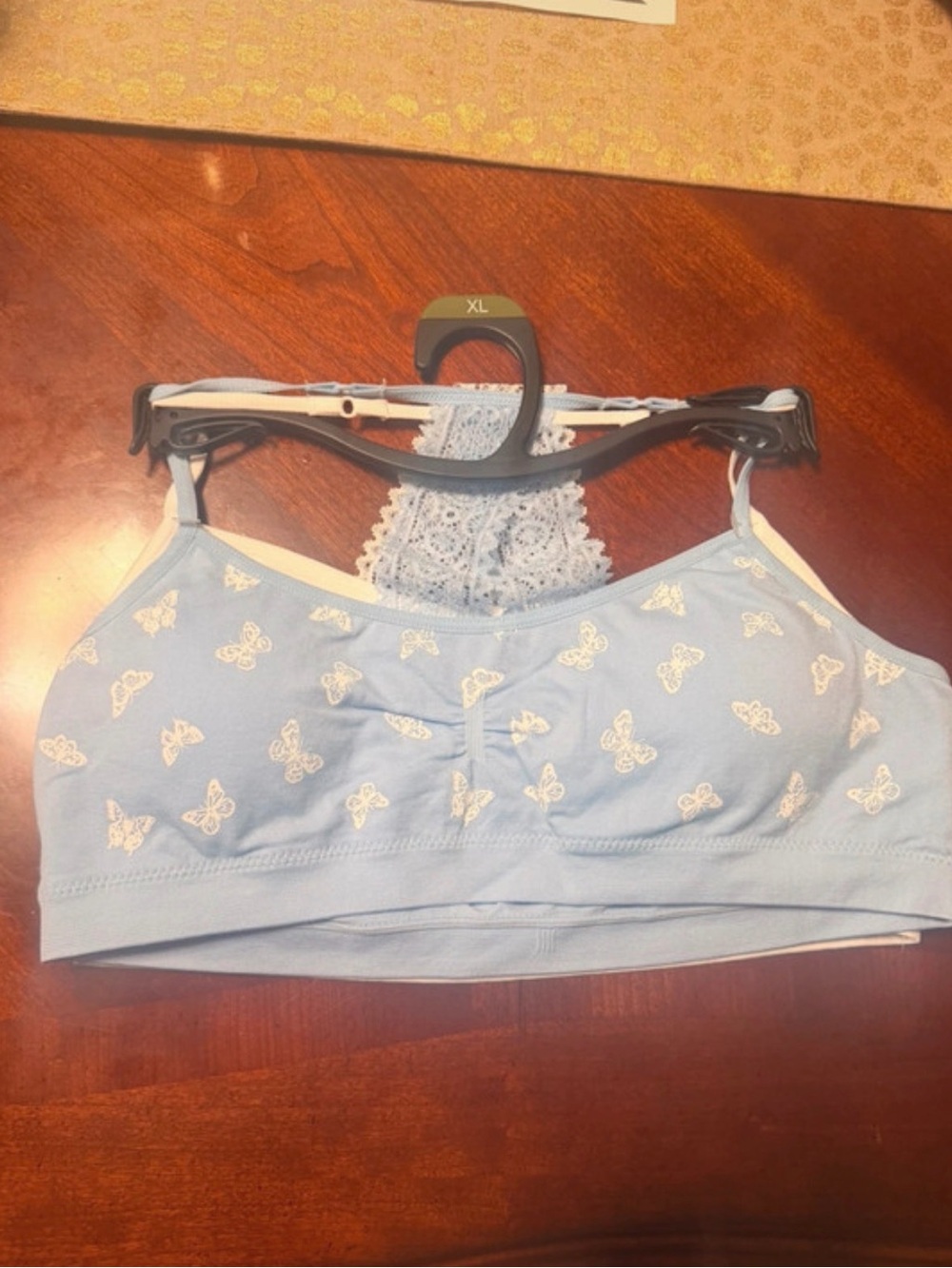 Girls Light Blue Butterfly Lace Racerback Bralette